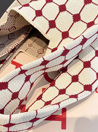 Printed Bags Accessories Woven Handbag: Burgundy / One_size