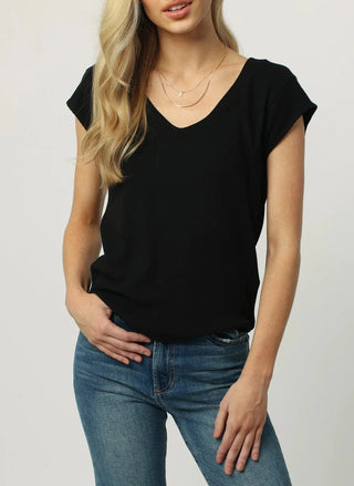 Dear John Uri Thermal V Neck Top Black - Taryn x Philip Boutique