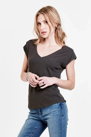 Dear John Uri Thermal V-Neck Top Onyx - Taryn x Philip Boutique