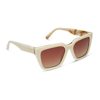 DIFF Eyewear Amara Courtside Ivory Gilded Tortoise Brown Gradient Polarized Sunglasses