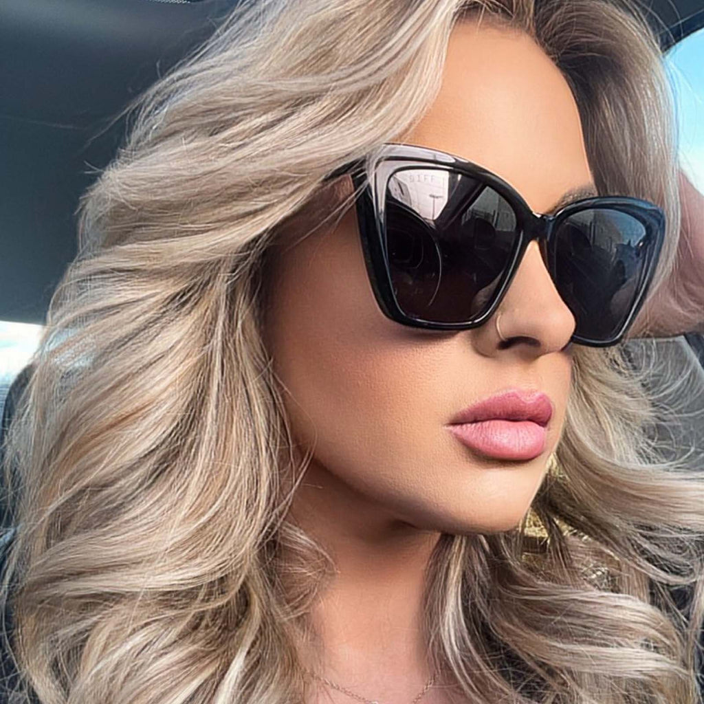 DIFF Eyewear Becky II Black Dark Smoke Polarized Sunglasses – Taryn x ...