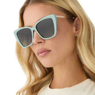 DIFF Eyewear Becky II Cateye Sunglasses Steel Teal + Grey Gradient