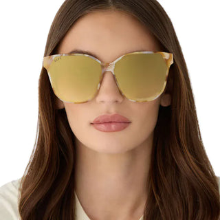 DIFF Eyewear Gia Gilded Tortoise Brown Gradient Light Gold Flash Sunglasses