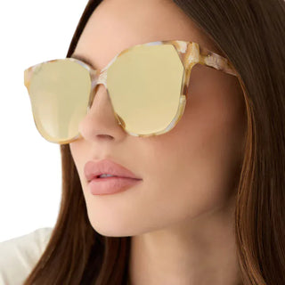 DIFF Eyewear Gia Gilded Tortoise Brown Gradient Light Gold Flash Sunglasses