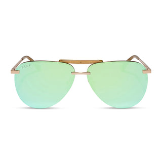DIFF Eyewear Tahoe Brushed Gold Dew Drop Mirror Polarized Sunglasses