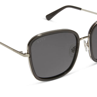 DIFF Eyewear Genevive Black Smoke Crystal Grey Polarized Sunglasses