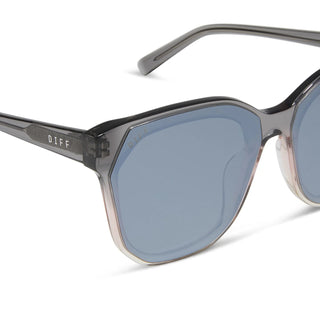 DIFF Eyewear Gia Smoke Rose Crystal Ombre Silver Flash Sunglasses