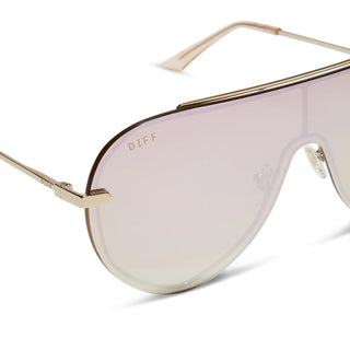 DIFF Eyewear Imani  Gold Cherry Blossom Mirror Sunglasses