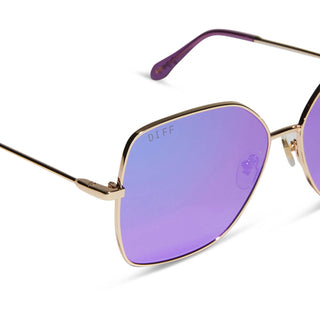 DIFF Eyewear Iris Gold Purple Mirror Sunglasses