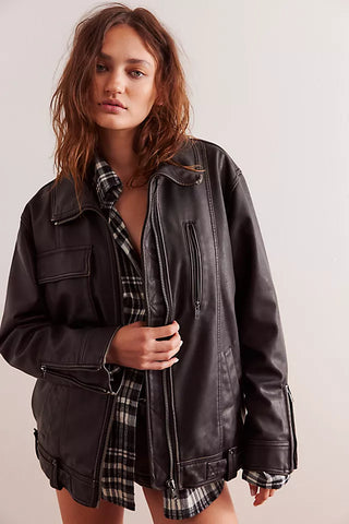 Free People Buckle Up Vegan Leather Jacket