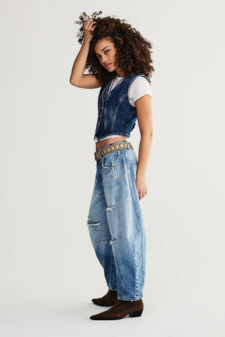 We The Free Good Luck Mid-Rise Barrel Jeans