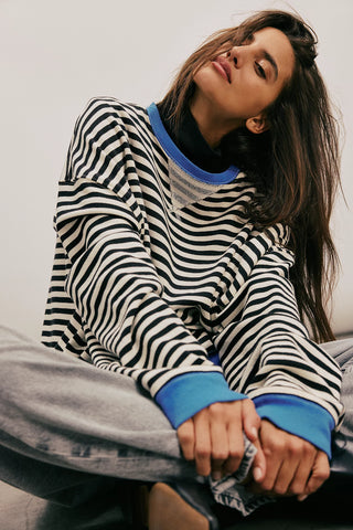 Free People - We The Free Classic Striped Oversized Crewneck