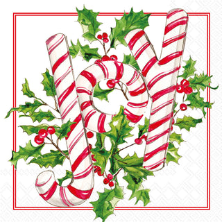 Boston International - Paper Cocktail Napkins 20ct Holly Joy Candy Christmas