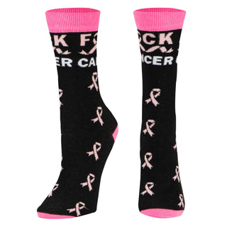 Crazy Socks - Fuck Cancer - Womens Crew Folded