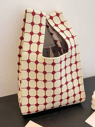 Printed Bags Accessories Woven Handbag: Burgundy / One_size