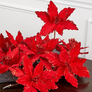 6" Artificial Red Poinsettia Flower with Clip