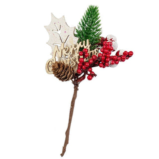 6" Merry Christmas Holiday Tree and Berry Pick