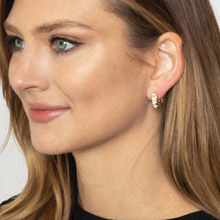 14K Gold-Dipped Two-Tone Hoops: ONE SIZE / GLD
