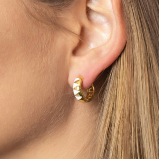 14K Gold-Dipped Two-Tone Hoops: ONE SIZE / GLD