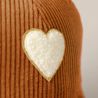 Fashion City - Women's Chenille Heart Patch Corduroy Baseball Cap: One Size