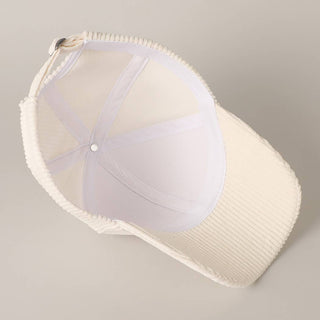 Fashion City - Women's Chenille Heart Patch Corduroy Baseball Cap: One Size