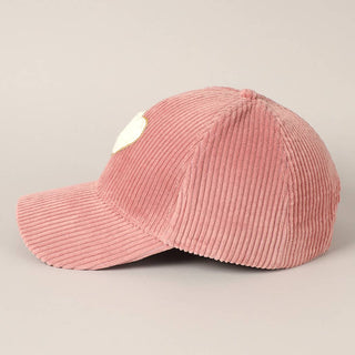 Fashion City - Women's Chenille Heart Patch Corduroy Baseball Cap: One Size