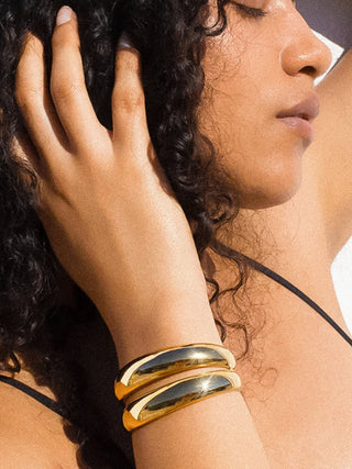Flânerie by MAIQ - Ronan 18K Gold Non-Tarnish Layered Round Bangle: Yellow Gold
