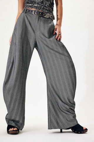 Free People Spotlight Barrel Pinstripe Trousers