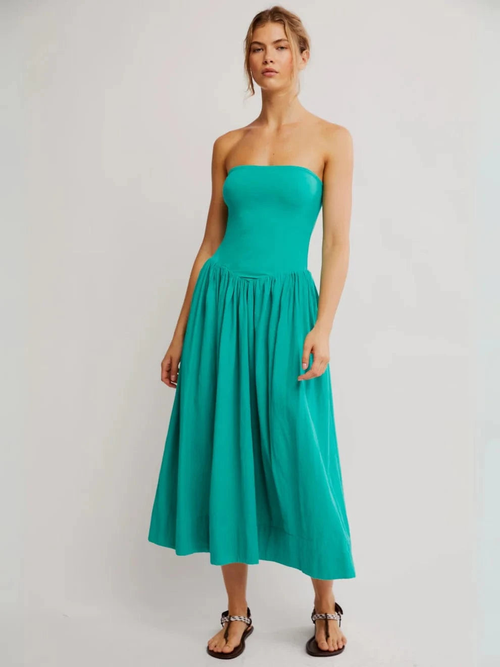 free people onda tube midi dress Free People Free-est Onda Drop-Waist Tube Midi Dress White Chocolate Couture