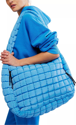 quilted carryall bag denim blue