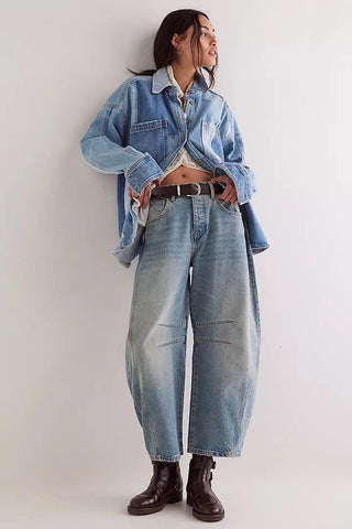 Free People - We The Free Good Luck Mid-Rise Barrel Jeans
