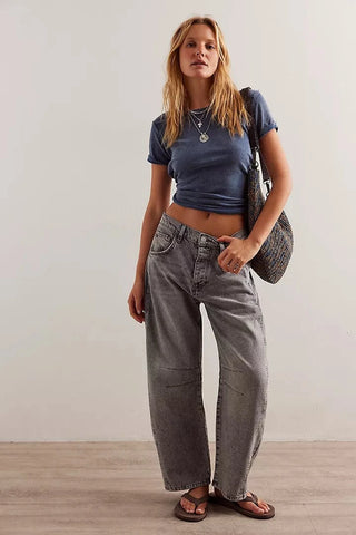 Free People - We The Free Good Luck Mid-Rise Barrel Jeans