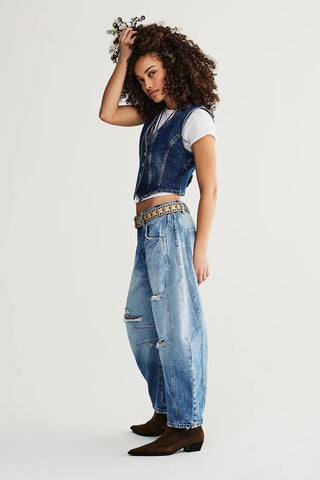 Free People - We The Free Good Luck Mid-Rise Barrel Jeans