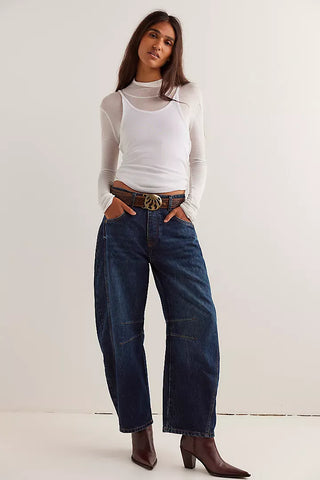 Free People - We The Free Good Luck Mid-Rise Barrel Jeans