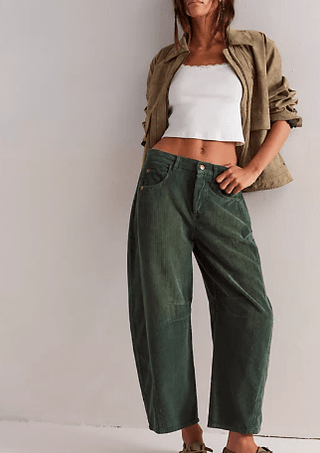 We The Free Good Luck Mid-Rise Cord Barrel Jeans
