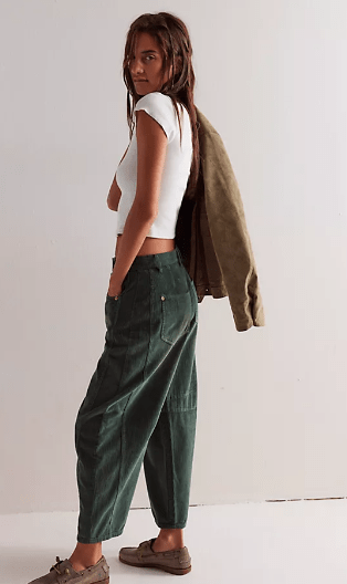 We The Free Good Luck Mid-Rise Cord Barrel Jeans