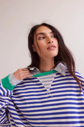 Free People - We The Free Classic Striped Oversized Crewneck