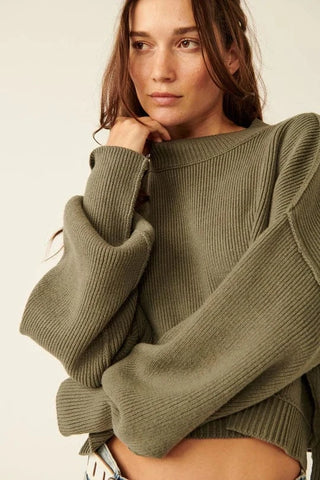Free People Easy Street Crop Pullover Sweater