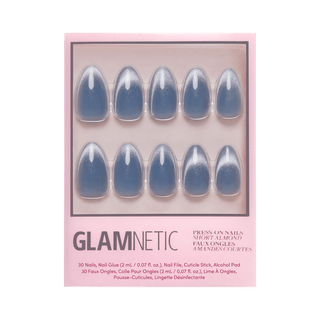 nails pastel blue velvet metallic finish