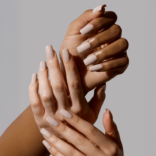 Glamnetic - Bare Bliss Press-On Nails | Medium Square Grey Nude Opaque Nails