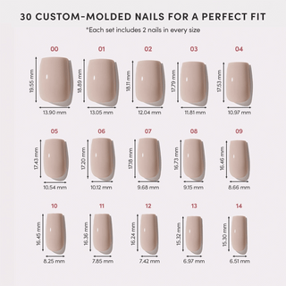 Glamnetic - Bare Bliss Press-On Nails | Medium Square Grey Nude Opaque Nails