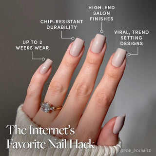 Glamnetic - Bare Bliss Press-On Nails | Medium Square Grey Nude Opaque Nails