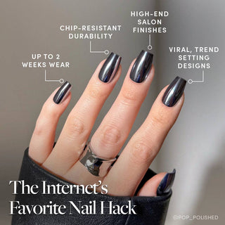 Glamnetic - Gunmetal Press-On Nails | Metallic Chrome Medium Nails