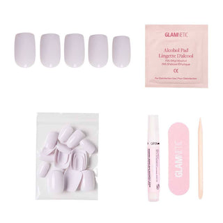 Glamnetic - Lilac Gray Press-On Nails | Short Squoval Solid Holiday