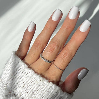 Glamnetic - Lilac Gray Press-On Nails | Short Squoval Solid Holiday