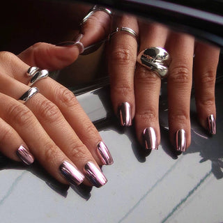 Glamnetic - Metallic Blush Press-On Nails | Metallic Chrome Blush Nails