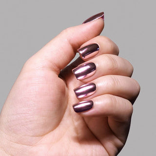 Glamnetic - Metallic Blush Press-On Nails | Metallic Chrome Blush Nails