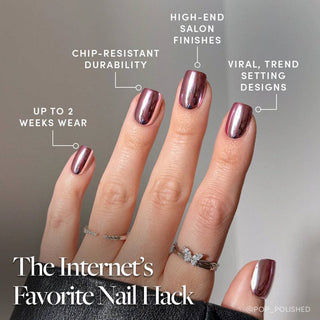Glamnetic - Metallic Blush Press-On Nails | Metallic Chrome Blush Nails