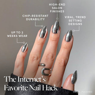 Glamnetic - Platinum Press-On Nails | Metallic Chrome Silver Nails
