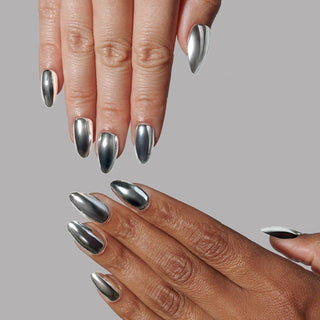 Glamnetic - Platinum Press-On Nails | Metallic Chrome Silver Nails
